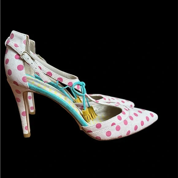 Boden Alice T Strap Suede Leather Polka Dot Pumps Women’s Size 9M Pointed Toe - Picture 6 of 15